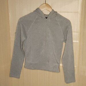 Express Silver Hooded Full Zip Sweatshirt Small